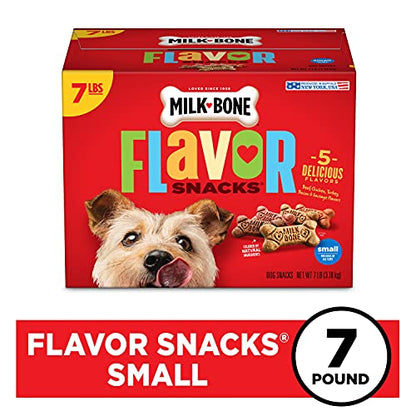 Milk-Bone Flavor Snacks Dog Treats, Small Biscuits, 7 Pound Crunchy Texture Helps Reduce Tartar-UPStoxs