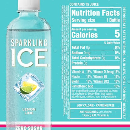 Sparkling Ice Blue Variety Pack, Zero Sugar Sparkling Water, with Vitamins and Antioxidants, 17 fl oz, 12 count (Classic Lemonade, Strawberry Watermelon, Grape Raspberry, Lemon Lime)-UPStoxs