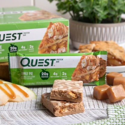 Quest Nutrition Apple Pie Protein Bar, 20g Protein, 4g Net Carbs, 2g Sugar, Gluten Free, Keto Friendly, 12 Count-UPStoxs