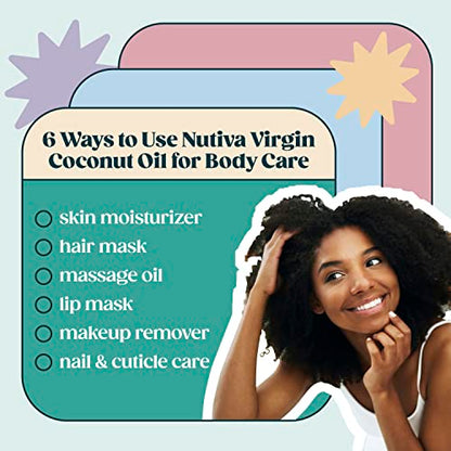 Nutiva Organic Coconut Oil 15 fl oz, Cold-Pressed, Fresh Flavor for Cooking, Natural Hair, Skin, Massage Oil and, Non-GMO, USDA Organic, Unrefined Extra Virgin Coconut Oil (Aceite de Coco)-UPStoxs