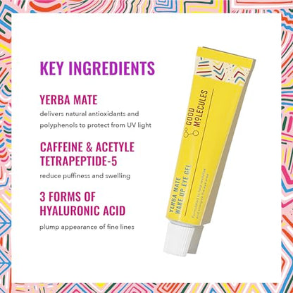 Good Molecules Yerba Mate Wake Up Eye Gel - Yerba Mate, Hyaluronic Acid and Caffeine to Hydrate, Minimize Puffiness and Swelling - Skincare for Face-UPStoxs
