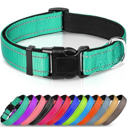 Joytale Reflective Dog Collar,Soft Neoprene Padded Breathable Nylon Pet Collar Adjustable for Medium Dogs,Teal,M-UPStoxs