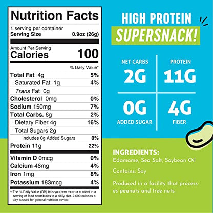 The Only Bean Crunchy Dry Roasted Edamame Snacks (Sea Salt), Keto Snack Food, High Protein (11g) Healthy Snacks, Low Carb Gluten Free Office Vegan Food 100 Calorie Snack Pack, 0.9oz 10 Pack-UPStoxs