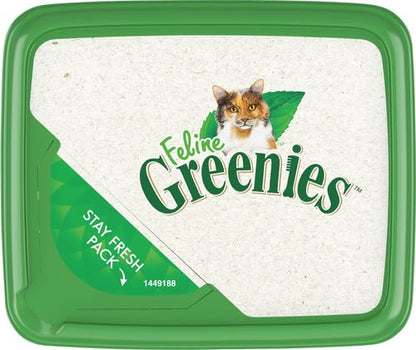 Greenies Feline Adult Natural Dental Care Cat Treats, Catnip Flavor, 9.75 oz. Tub-UPStoxs