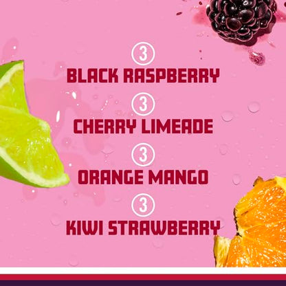 Sparkling Ice Purple Variety Pack, Flavored Water, Zero Sugar, with Vitamins and Antioxidants, 17 fl oz, 12 count (Black Raspberry, Cherry Limeade, Orange Mango, Kiwi Strawberry)-UPStoxs