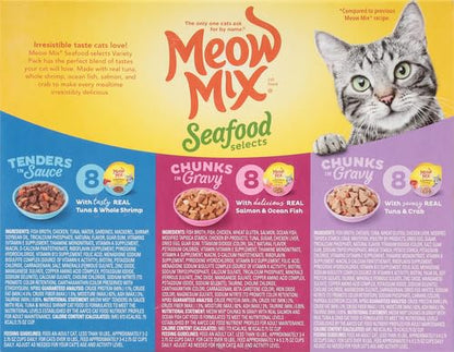 Meow Mix Seafood Selects Wet Cat Food Variety Pack, 2.75 Ounce (Pack of 24)-UPStoxs