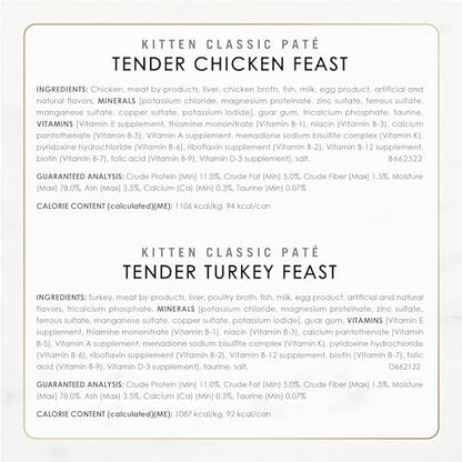 Purina Fancy Feast Tender Ocean Whitefish, Turkey, Chicken and Salmon Feasts Wet Kitten Food Variety Pack - (Pack of 24) 3 oz. Boxes-UPStoxs