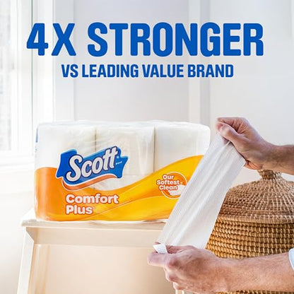 Scott ComfortPlus Toilet Paper, 12 Double Rolls, 231 Sheets per Roll, Septic-Safe, 1-Ply Toilet Tissue-UPStoxs