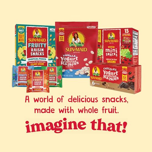 Sun-Maid Vanilla Yogurt Coated Raisins - (6 Pack) 1 oz Snack-Size Box - Yogurt Covered Dried Fruit Snack for Lunches and Snacks-UPStoxs