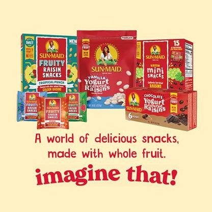 Sun-Maid Vanilla Yogurt Coated Raisins - (6 Pack) 1 oz Snack-Size Box - Yogurt Covered Dried Fruit Snack for Lunches and Snacks-UPStoxs