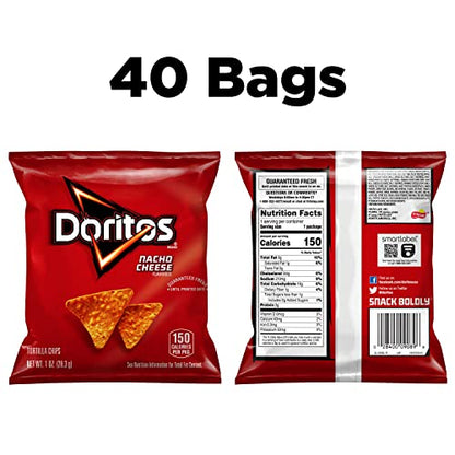 Doritos Flavored Tortilla Chips, Nacho Cheese, 1 Ounce (Pack of 40)-UPStoxs