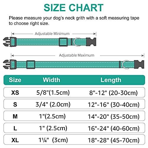 Joytale Reflective Dog Collar,Soft Neoprene Padded Breathable Nylon Pet Collar Adjustable for Medium Dogs,Teal,M-UPStoxs