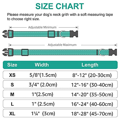 Joytale Reflective Dog Collar,Soft Neoprene Padded Breathable Nylon Pet Collar Adjustable for Medium Dogs,Teal,M-UPStoxs