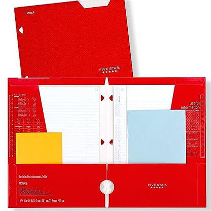 Five Star 4-Pocket Folders, 6 Count (Pack of 1), Fits 3-Ring Binders, Holds 11" x 8-1/2", Assorted Trend Colors (38056)-UPStoxs