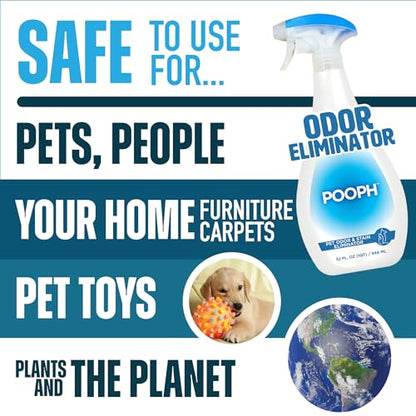 Pooph Pet Odor Eliminator, 32oz Spray - Dismantles Odors on a Molecular Basis, Dogs, Cats, Freshener, Urine, Poop, Pee, Deodorizer, Natures, Puppy, Fresh, Clean, Furniture, Potty, Safe-UPStoxs