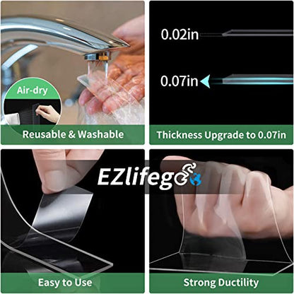 EZlifego Double Sided Tape Heavy Duty(Extra Large 16.5FT), Nano Adhesive Mounting Tape Wall Decor,Sticky Picture Hanging Adhesive Strips Poster Tape-UPStoxs