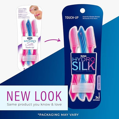 Schick Hydro Silk Touch-Up Dermaplaning Tool with Precision Cover, 3ct | Dermaplane Razor, Face Razors for Women, Eyebrow Razor, Facial Razor, Dermaplaning Razor, Womens Face Razor Peach Fuzz Remover-UPStoxs