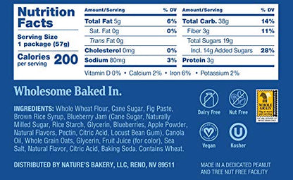 Nature's Bakery Whole Wheat Fig Bars, Blueberry, Real Fruit, Vegan, Non-GMO, Snack bar, Twin packs- 12 count-UPStoxs