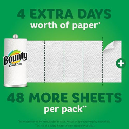 Bounty Quick-Size Paper Towels, White, 12 Family Rolls = 30 Regular Rolls-UPStoxs