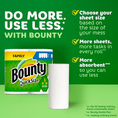 Bounty Quick-Size Paper Towels, White, 12 Family Rolls = 30 Regular Rolls-UPStoxs