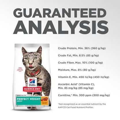 Hill's Science Diet Perfect Weight, Adult 1-6, Weight Management Support, Dry Cat Food, Chicken Recipe, 7 lb Bag-UPStoxs