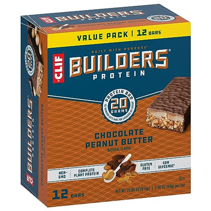 CLIF Builders - Chocolate Peanut Butter Flavor - Protein Bars - Gluten-Free - Non-GMO - Low Glycemic - 20g Protein - 2.4 oz.-UPStoxs