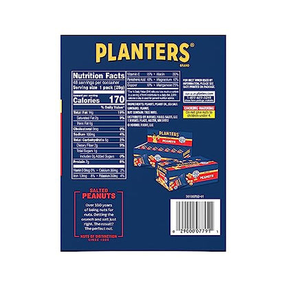PLANTERS Salted Peanuts, Snack Size, Nuts Individual Packs, Peanuts with Sea Salt, Simple Ingredients, Convenient Snacking, On the Go Snacks, Kosher, 1oz Bags (48 Pack)-UPStoxs