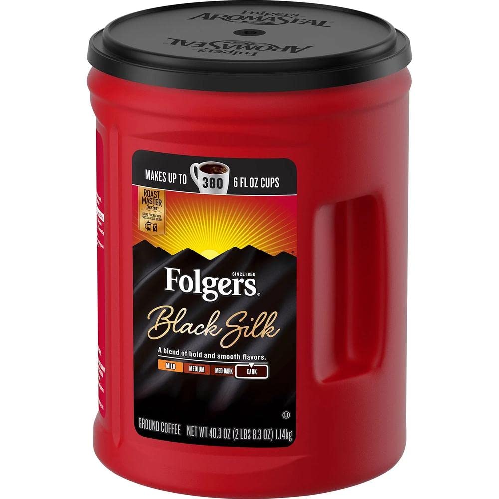 Folgers Dark Roast Ground Coffee, Black Silk, 40.3 oz.-UPStoxs