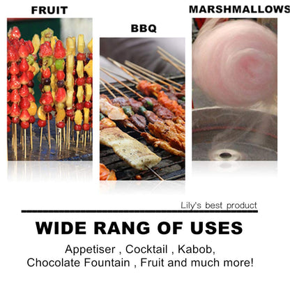 HOPELF 12" Natural Bamboo Skewers for BBQ，Appetiser，Fruit，Cocktail，Kabob，Chocolate Fountain，Grilling，Barbecue，Kitchen，Crafting and Party. Φ=4mm, More Size Choices 6"/8"/10"/14"/16"/30"(100 PCS)-UPStoxs