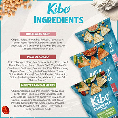 Kibo Chickpea Chips - High Protein/Fiber, Plant-Based, Cert. Gluten Free, Non-GMO, Vegan, Kosher, 3 Flavor Variety Pack, 1oz 12 pk-UPStoxs