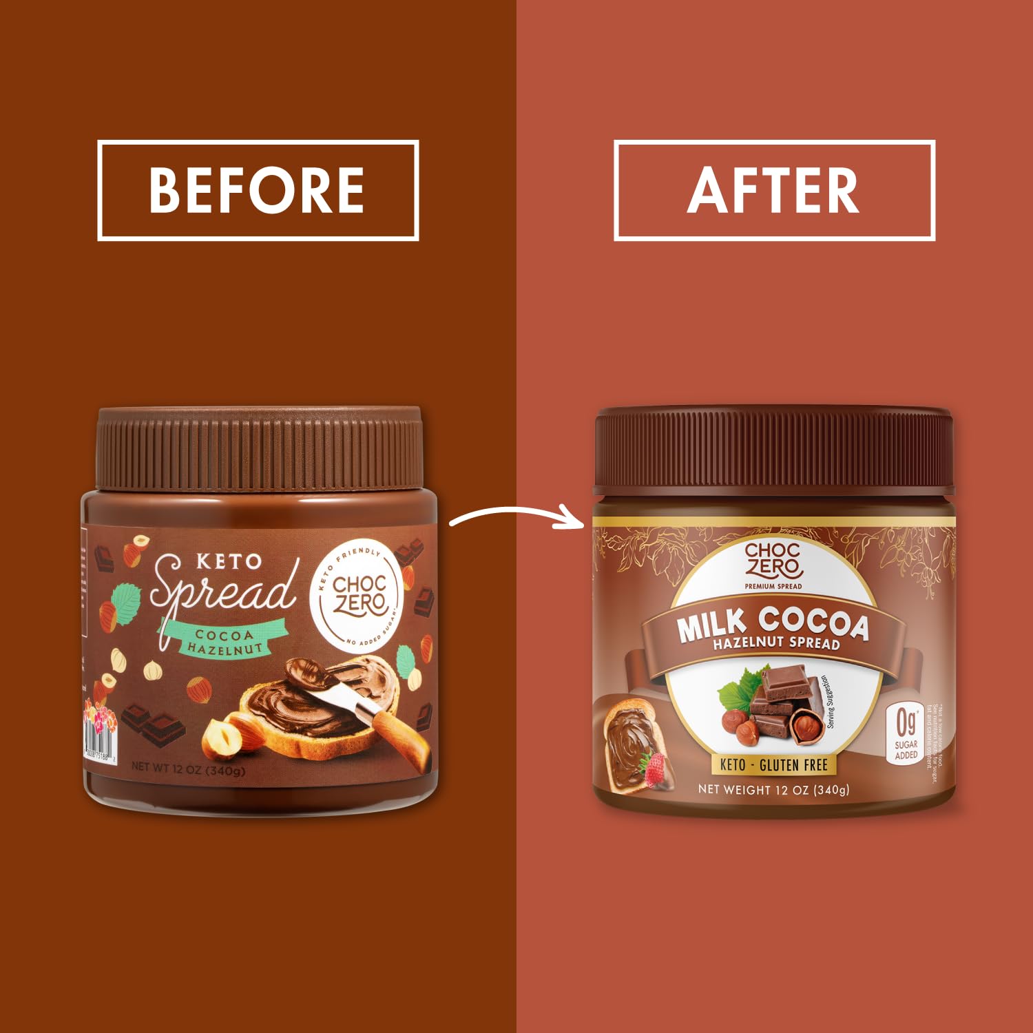 ChocZero Milk Chocolate Hazelnut Spread - Keto Friendly, No Sugar Added, Best Low Carb Dessert, Perfect Topping for Almond Flour Pancakes, Naturally Sweetened with Monk Fruit (1 jar, 12 oz)-UPStoxs