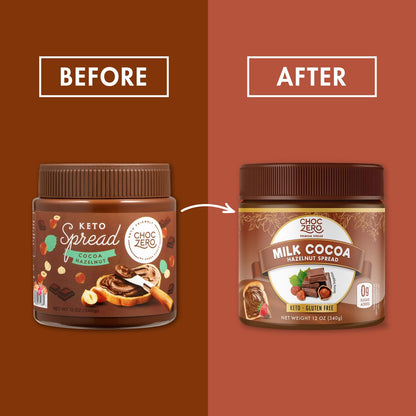 ChocZero Milk Chocolate Hazelnut Spread - Keto Friendly, No Sugar Added, Best Low Carb Dessert, Perfect Topping for Almond Flour Pancakes, Naturally Sweetened with Monk Fruit (1 jar, 12 oz)-UPStoxs