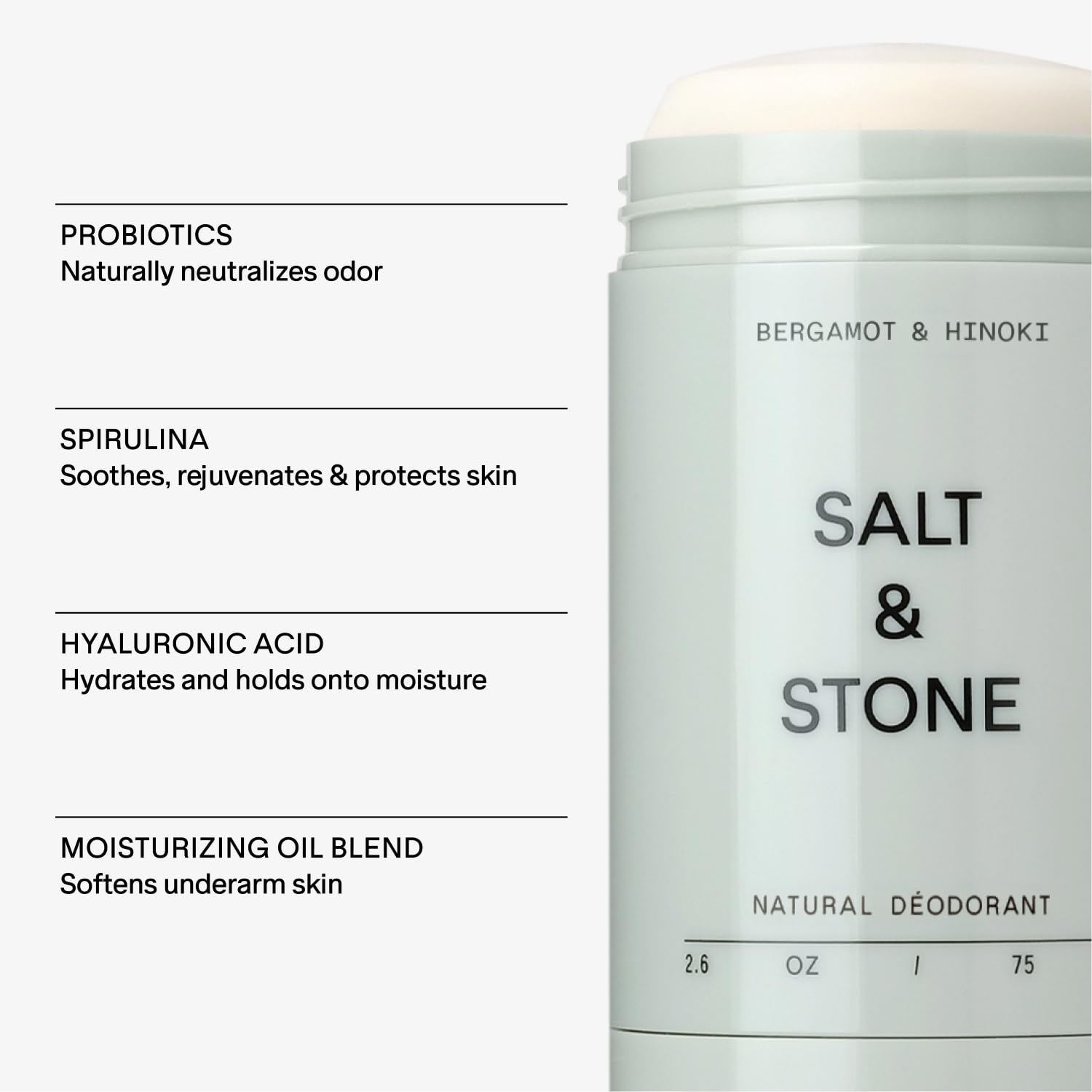 SALT & STONE Natural Aluminum-Free Deodorant with Bergamot & Hinoki - For Men & Women-UPStoxs