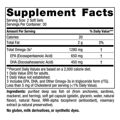 Nordic Naturals Ultimate Omega, Lemon Flavor - 60 Soft Gels - 1280 mg Omega-3 - High-Potency Omega-3 Fish Oil Supplement with EPA & DHA - Promotes Brain & Heart Health - Non-GMO - 30 Servings-UPStoxs