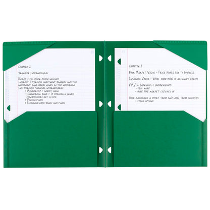 Five Star 2-Pocket Folder, Plastic Folder with Stay-Put Tabs, Fits 3 Ring Binder, Holds 8-1/2" x 11" Paper, Green (333420E-ECM)-UPStoxs