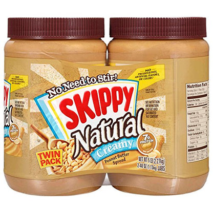 SKIPPY Natural Creamy Peanut Butter Spread Twin Pack 2-Pack, 5 LB-UPStoxs