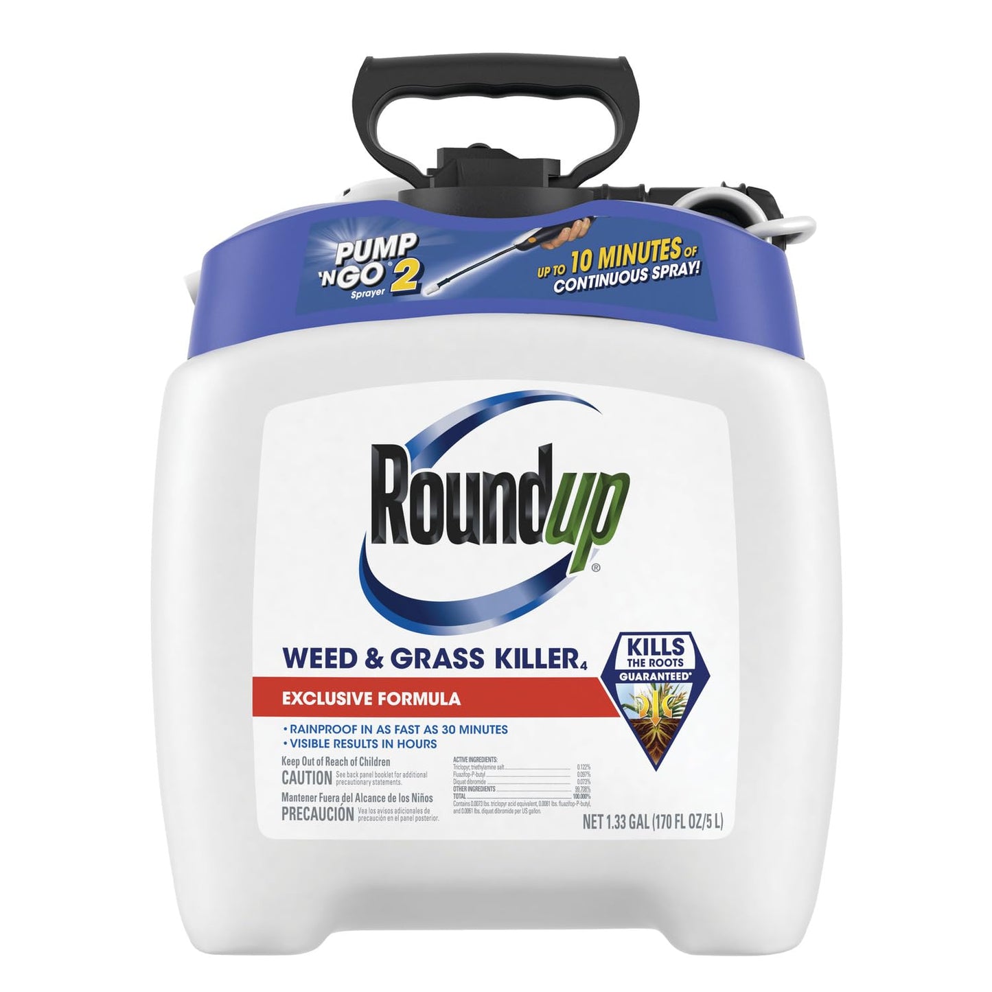 Roundup Weed & Grass Killer₄ with Pump 'N Go 2 Sprayer, Use In and Around Flower Beds, Trees & More, 1.33 gal.-UPStoxs