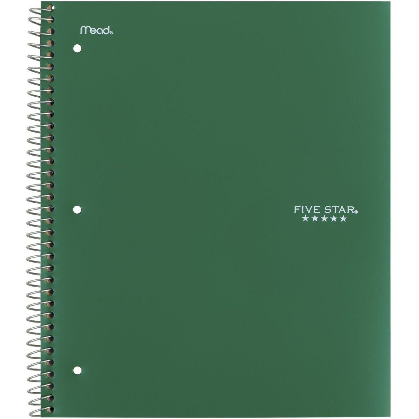 Five Star Spiral Notebook + Study App, 5 Subject, College Ruled Paper, Fights Ink Bleed, Water Resistant Cover, 8-1/2" x 11", 200 Sheets, Green (72079)-UPStoxs