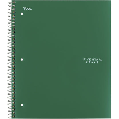 Five Star Spiral Notebook + Study App, 5 Subject, College Ruled Paper, Fights Ink Bleed, Water Resistant Cover, 8-1/2" x 11", 200 Sheets, Green (72079)-UPStoxs