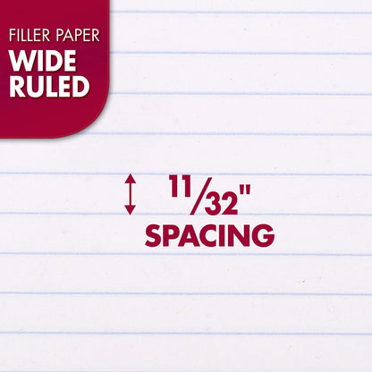 Mead Loose Leaf Paper, Notebook Paper, Wide Ruled Filler Paper, Reinforced, 8 x 10.5, 100 Sheets (15006), White-UPStoxs