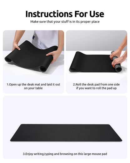 YSAGi Leather Desk Pad Protector, Office Desk Mat, Large Mouse Pad, Non-Slip PU Leather Desk Blotter, Laptop Desk Pad, Waterproof Desk Writing Pad for Office and Home (Black, 23.6" x 13.8")-UPStoxs