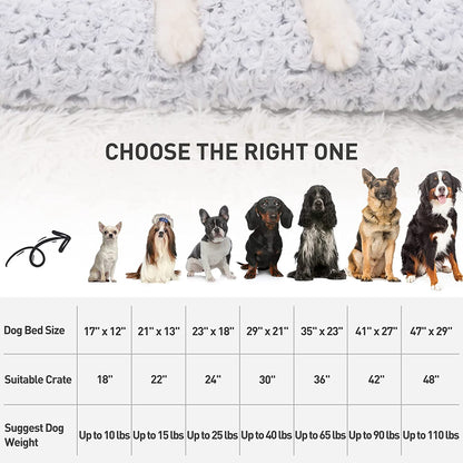 KSIIA Washable Dog Bed Deluxe Plush Dog Crate Beds Fulffy Comfy Kennel Pad Anti-Slip Pet Sleeping Mat for Large, Jumbo, Medium, Small Dogs Breeds, 35" x 23", Gray-UPStoxs