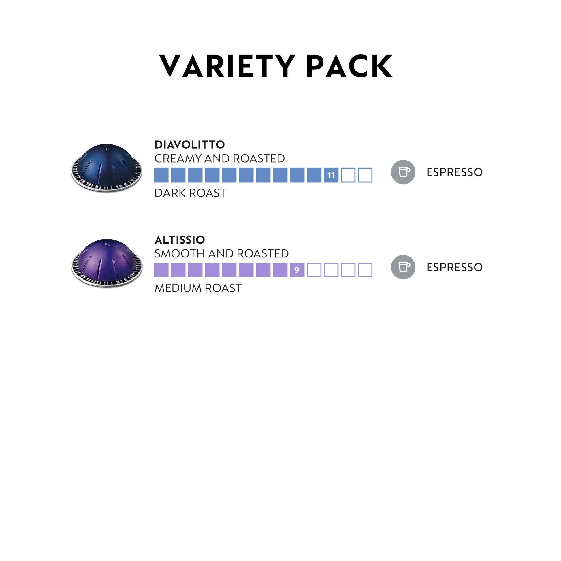 Nespresso Capsules VertuoLine, Espresso, Bold Variety Pack, Medium and Dark Roast Espresso Coffee, 40 Count Coffee Pods, Brews 1.35oz, 1.35 Fl Oz (Pack of 40)-UPStoxs