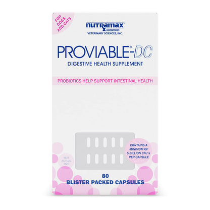 Proviable Digestive Health Supplement Multi-Strain Probiotics and Prebiotics for Cats and Dogs - with 7 Strains of Bacteria, 80 Capsules-UPStoxs