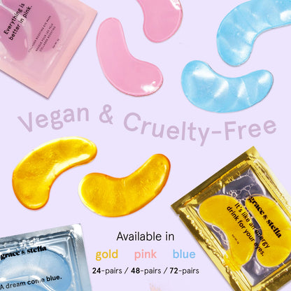 Grace & Stella Under Eye Mask (Gold, 6 Pairs) Dark Circles Under Eye Treatment, Puffy Eyes, Undereye Bags, Wrinkles - Bachelorette Party Favors, Women Gifts, Vegan, Cruelty-Free Eye Patches for Adults-UPStoxs