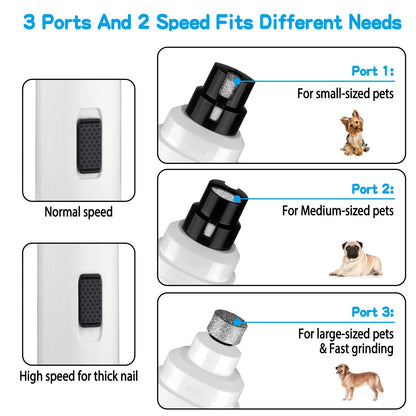 Casfuy Dog Nail Grinder Upgraded - Professional 2-Speed Electric Rechargeable Pet Nail Trimmer Painless Paws Grooming & Smoothing for Small Medium Large Dogs & Cats (White)-UPStoxs