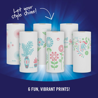 Sparkle Pick-A-Size Paper Towels, Spirited Prints, 6 Double Rolls = 12 Regular Rolls, Everyday Value Paper Towel With Full And Half Sheets-UPStoxs
