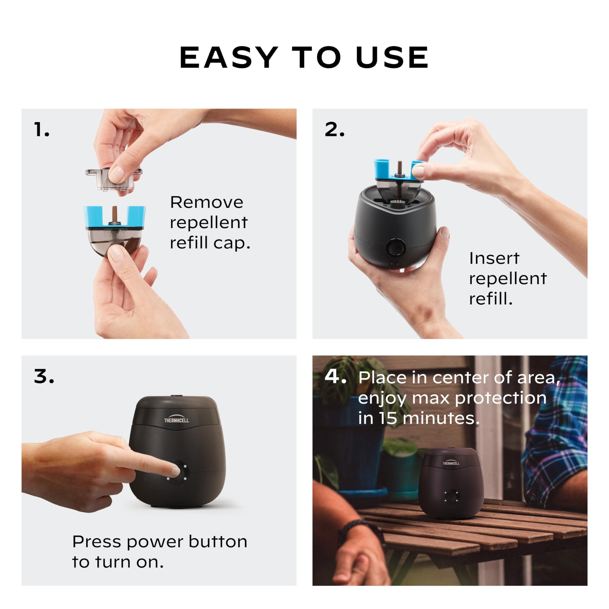 Thermacell Patio Shield Mosquito Repellent E-Series Rechargeable Repeller Bundle, 20’ Mosquito Protection Zone, Includes 40-Hour Repellent Refill, No Spray, Flame or Scent, Bug Spray Alternative-UPStoxs