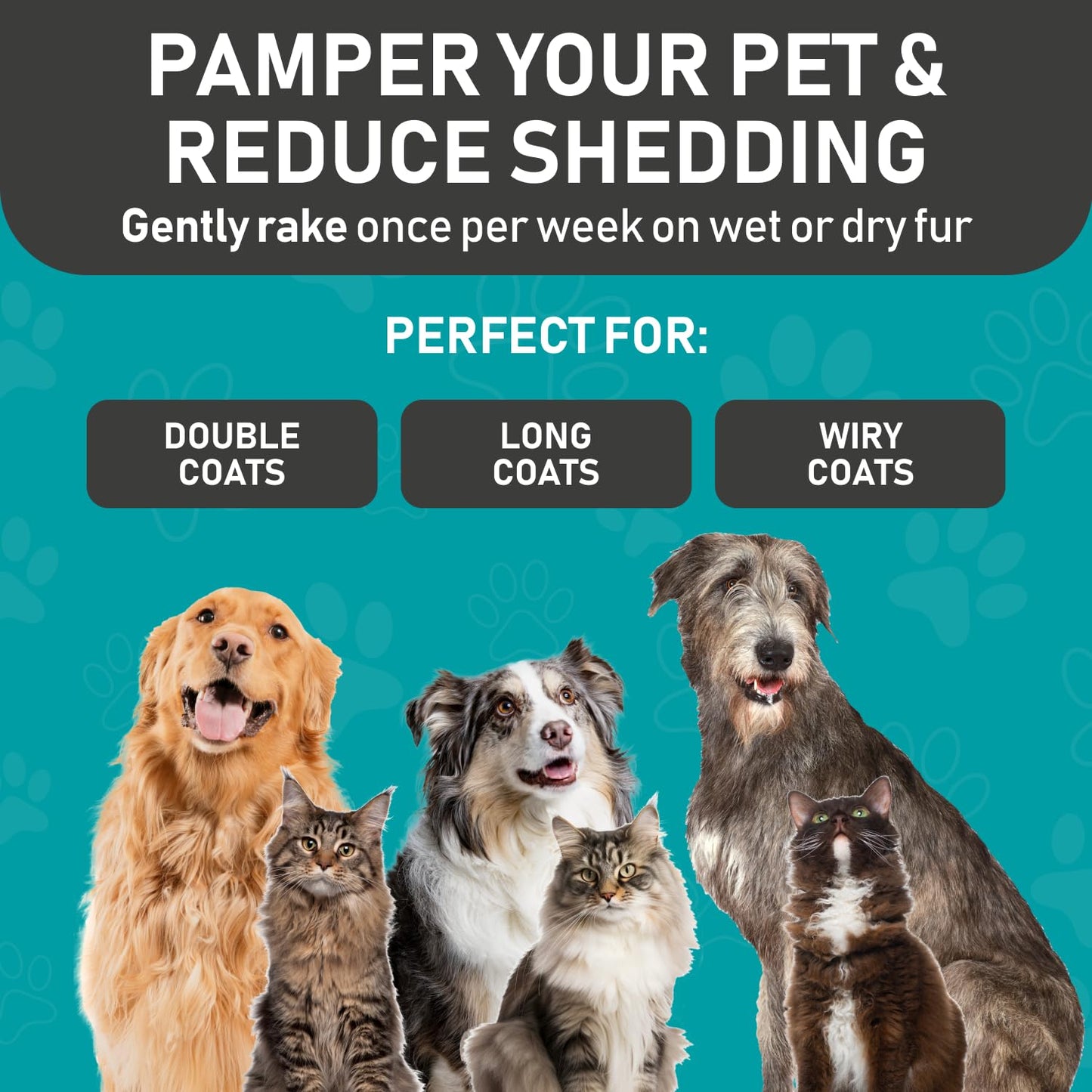 Maxpower Planet Pet Grooming Rake - Double-Sided Dematting Undercoat Brush for Dogs and Cats, Extra Wide, Reduces Shedding by 95%, Blue-UPStoxs