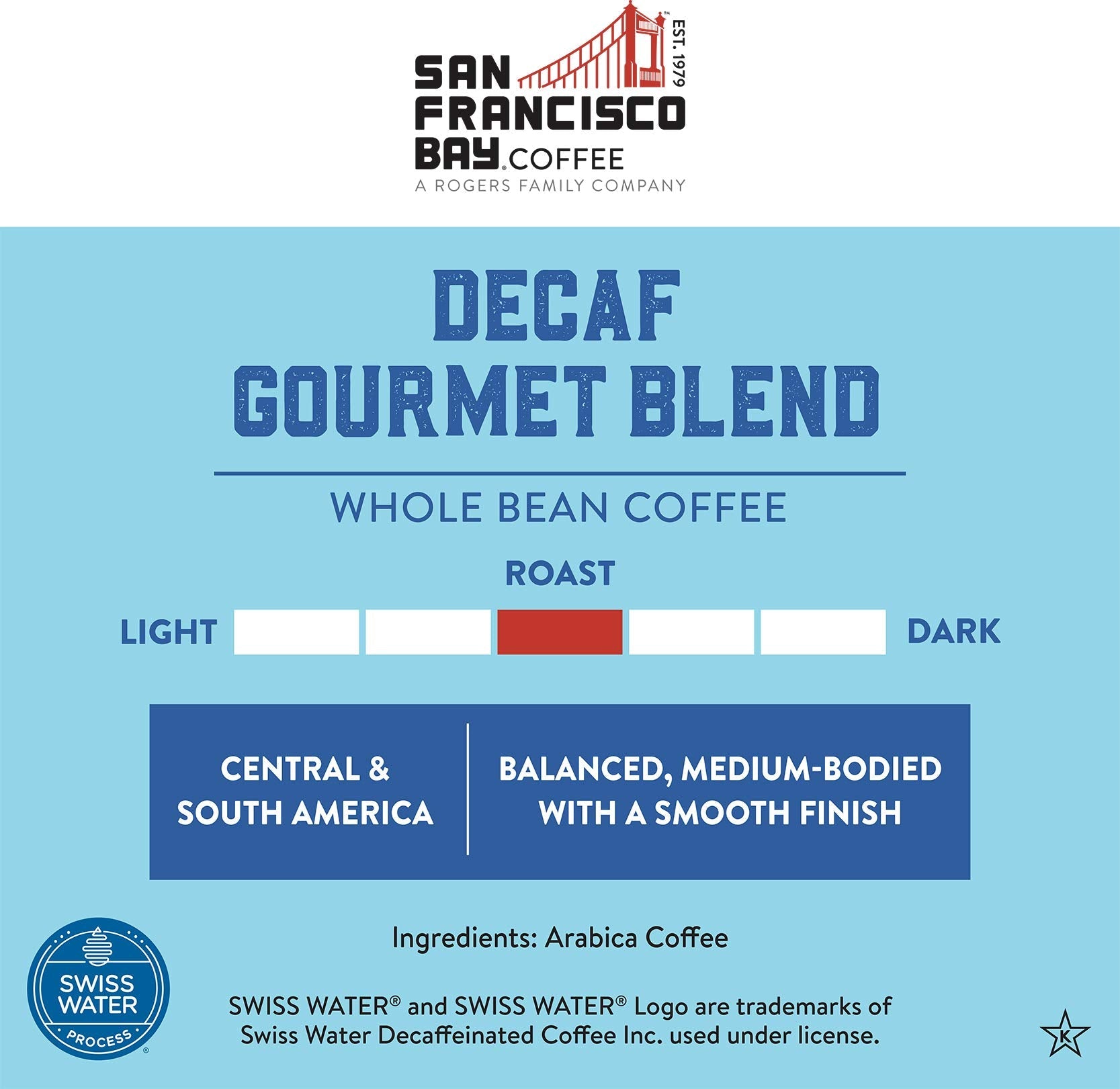 San Francisco Bay Whole Bean Coffee - DECAF Gourmet Blend (2lb Bag), Medium Roast, Swiss Water Processed-UPStoxs